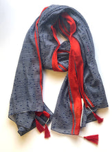 Load image into Gallery viewer, Del Sol Tassel Cotton Scarf Navy: Navy