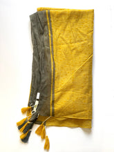 Load image into Gallery viewer, Del Sol Tassel Cotton Scarf Mustard Grey: Mustard Grey