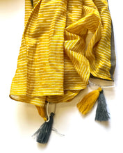 Load image into Gallery viewer, Del Sol Tassel Cotton Scarf Mustard Grey: Mustard Grey