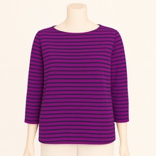 Load image into Gallery viewer, Bethany 3/4 Sleeve Top, Navy Stripe,Rasberry
