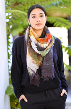 Load image into Gallery viewer, Paola Abstract Wool Scarf/Wrap: Ocean Green