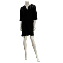 Load image into Gallery viewer, V neck, 3/4 sleeve Black linen dress with pockets