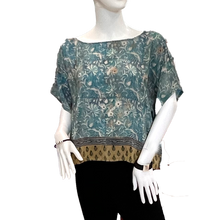 Load image into Gallery viewer, Turqoise Recycled Sari Boxy Top - 100% Silk