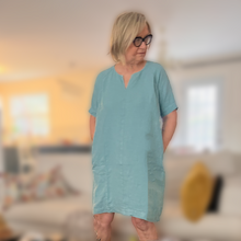 Load image into Gallery viewer, Isabella Split Neck Linen Dress