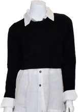 Load image into Gallery viewer, LUCY: Cashmere Cropped, Crew Neck in Black