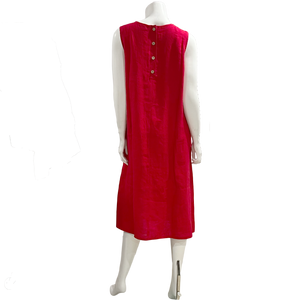 Julianne Linen Midi Dress with Pockets:Scarlet