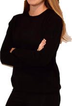 Load image into Gallery viewer, Unisex Cashmere  Crew Neck Sweater in Black