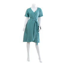 Load image into Gallery viewer, Linen wrap dress with pockets