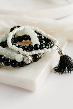 Load image into Gallery viewer, BB- Handmade Set of  Beaded Stretch Stacking Bracelets/ Black &amp;White