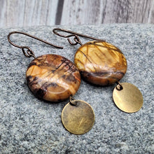 Load image into Gallery viewer, Bold Jasper and Bronze Earrings – Earthy Artisan Handmade