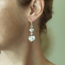 Load image into Gallery viewer, SB Silver Plate Double Drop Heart Earrings
