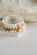 Load image into Gallery viewer, BB- Handmade Set of Beaded Stretch Stacking Bracelets. White Starfish