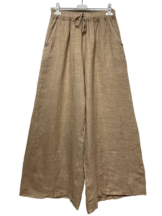 100% LINEN PANTS, CAMEL