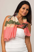 Load image into Gallery viewer, Samita Stripes Scarf: Watermelon, Silk &amp; Cotton