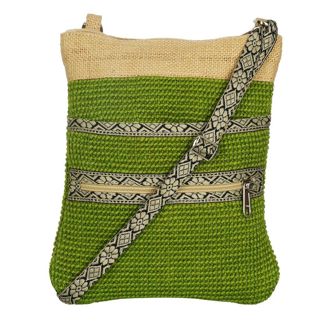 Jute Hipster Crossbody Bag-  Lime Green