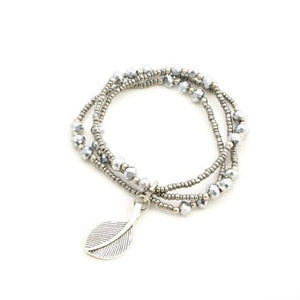 SB Triple Strand Crystal Bead Bracelet With Charms: Butterfly