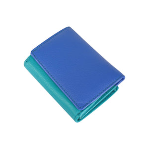 Leather Small Zip Wallet Blue