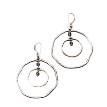 Load image into Gallery viewer, SB Beaten Double Ring Earrings In Silver Plate - SP408