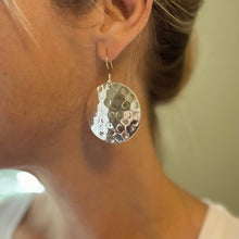 Load image into Gallery viewer, SB Beaten Metal Disc Earrings - Silver Colour