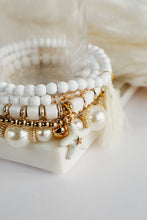 Load image into Gallery viewer, BB- Handmade Set of Beaded Stretch Stacking Bracelets. White Starfish