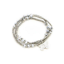 Load image into Gallery viewer, SB Triple Strand Crystal Bead Bracelet With Charms: Butterfly