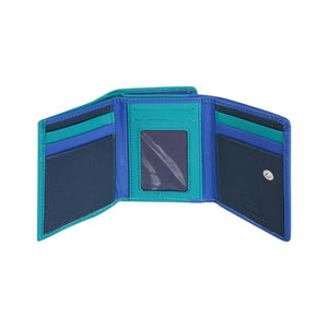 Leather Small Zip Wallet Blue