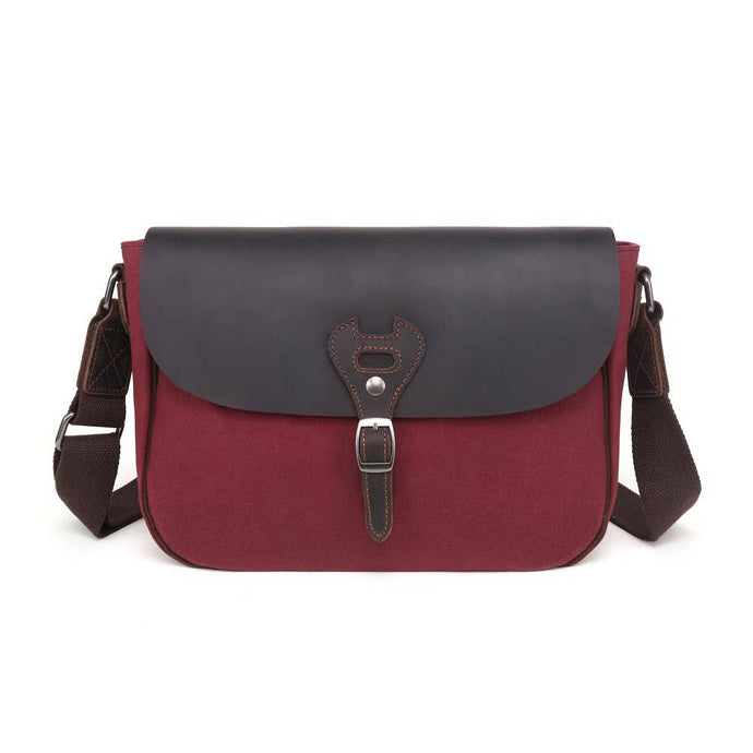 Waxed Canvas Shoulder Bag, Burgundy
