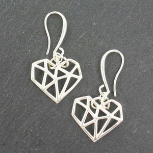 SB Heart Charm Earrings, Silver Plate