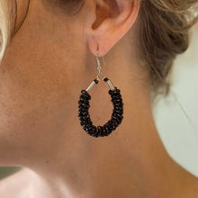 Load image into Gallery viewer, Beaded Loop Earrings: Black