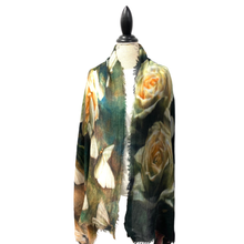Load image into Gallery viewer, Floral Elegance Wool Silk Scarf