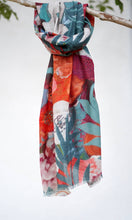 Load image into Gallery viewer, Amarantha Wool Silk Scarf/Wrap Teal Orange