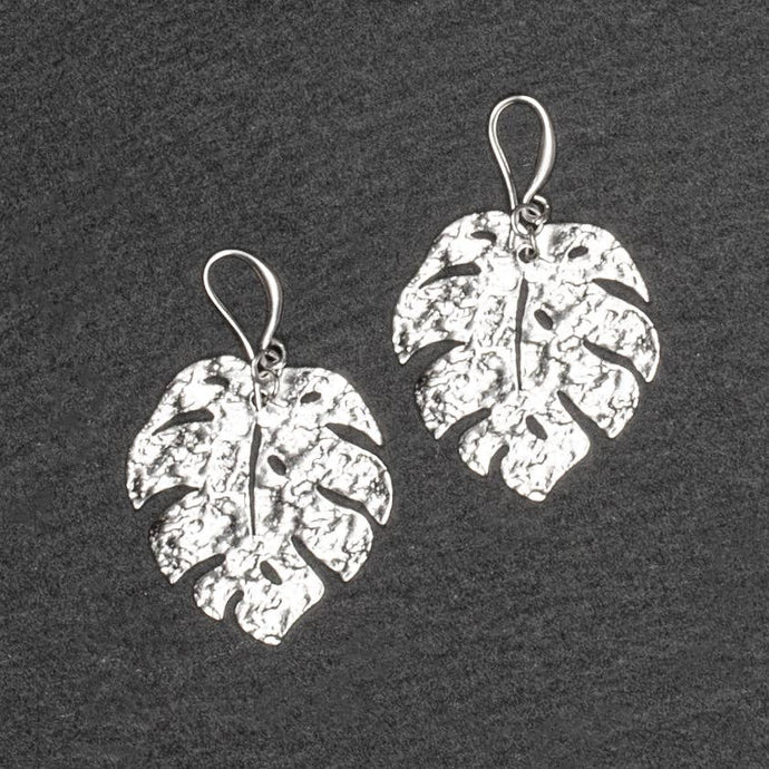 SB Hammered Leaf Earring - Silver Plate
