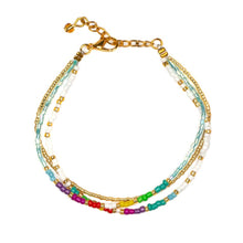 Load image into Gallery viewer, Triple Strand Multi Colour Bracelet