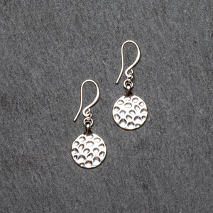 SB Hammered Circle Charm Earrings,Silver Plate