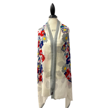 Load image into Gallery viewer, Elegant White Floral Wool Silk Scarf