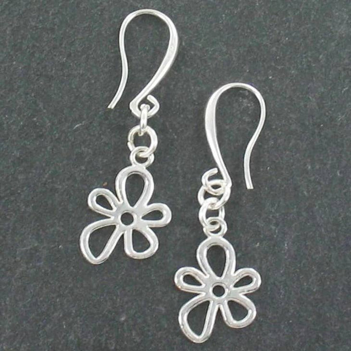 SB Flower Charm Earrings, Silver Plate