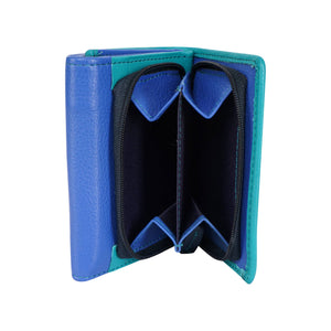 Leather Small Zip Wallet Blue