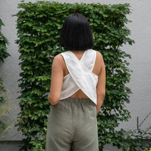 Load image into Gallery viewer, Abigail Linen Cross Back Crop Top