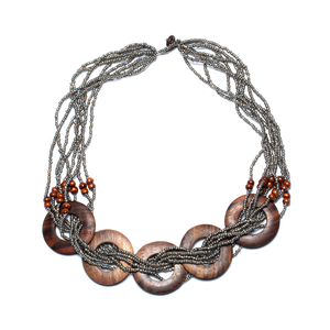 SB Multi Strand Necklace With Wooden Rings