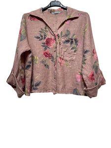 Linen Floral Pocket Top,  BLUSH