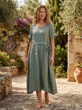 Load image into Gallery viewer, Chantal Linen Dress: Khaki