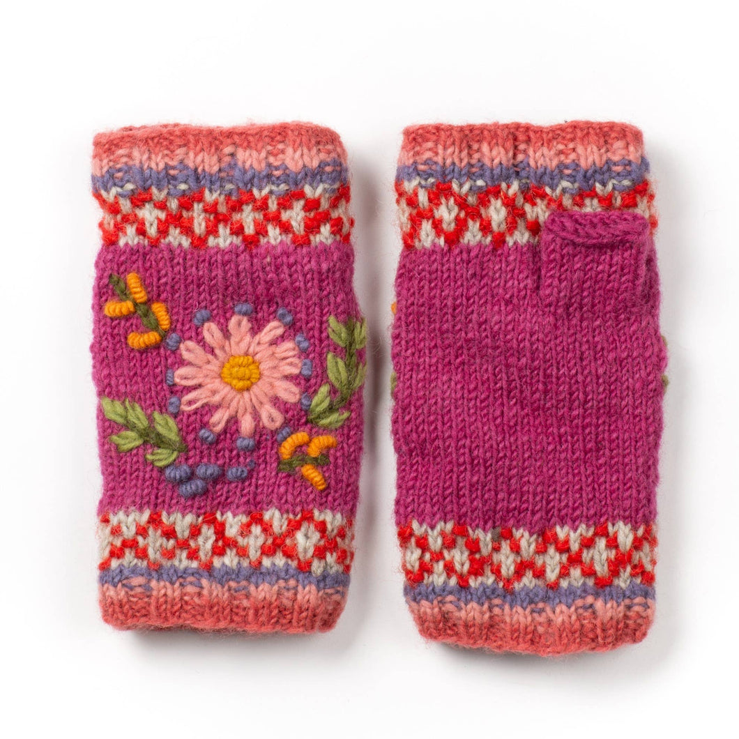 Abigail Hand Knit Wool Handwarmer,Fuschia