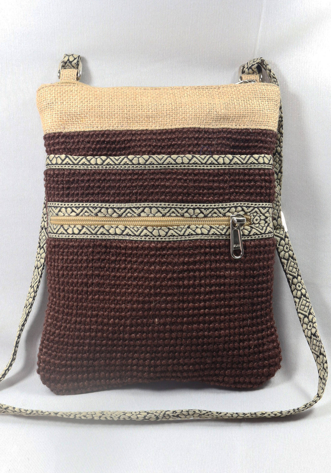 Jute Hipster Crossbody Bag- Jute - Choco Brown