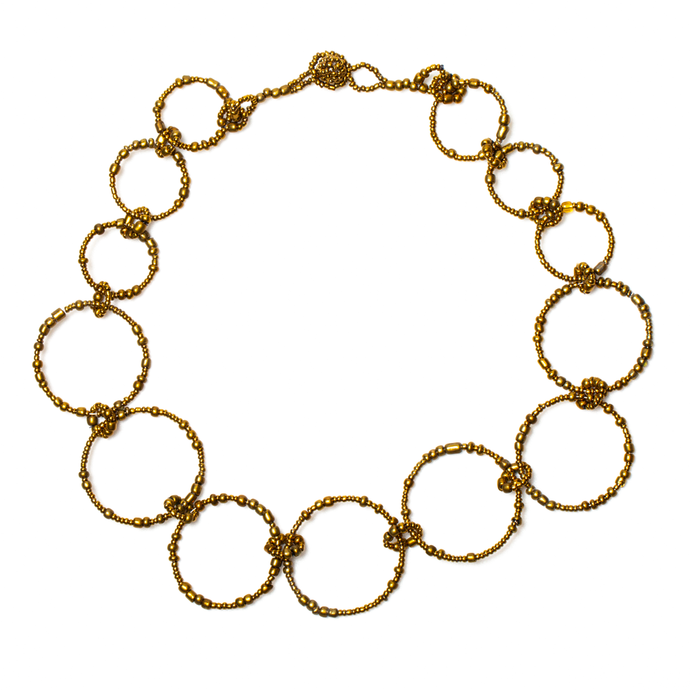 SB Beaded Hoop Necklace, Bronze