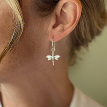 Load image into Gallery viewer, SB Dragonfly Charm Earrings, Silver Plate