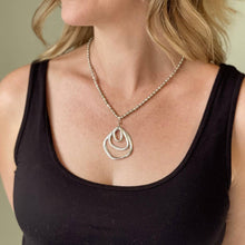 Load image into Gallery viewer, SB Silver Ball Necklace With Triple Ring Pendant In Silver