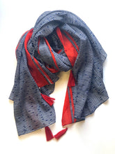Load image into Gallery viewer, Del Sol Tassel Cotton Scarf Navy: Navy