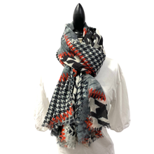 Load image into Gallery viewer, Houndstooth Wool-Silk Scarf Shawl