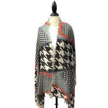 Load image into Gallery viewer, Houndstooth Wool-Silk Scarf Shawl