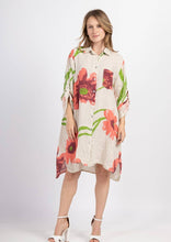 Load image into Gallery viewer, Linen Button Up Floral Tunic/Dress, White